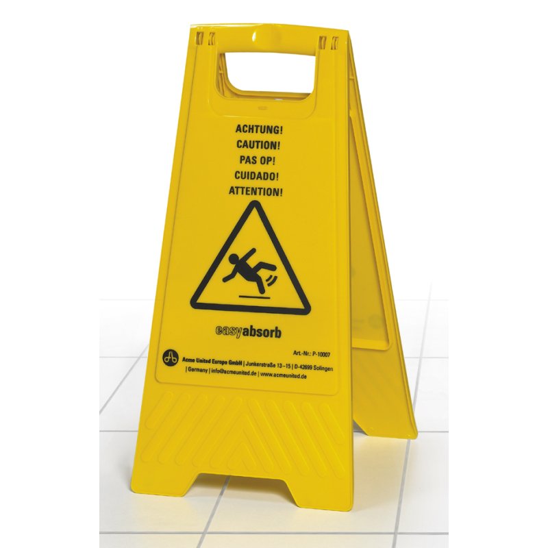 easyabsorb waarschuwingsbord Let op: Glad, geel, inklapbaar, 570 mm